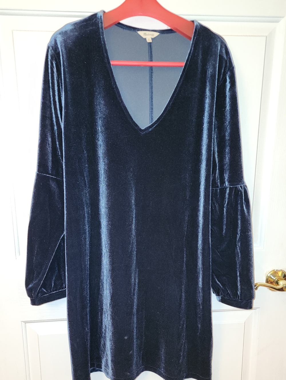 Madewell Velvet Midi Dress in Deep Navy
